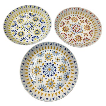 美濃燒  3件組餐盤  1組  西班牙花卉