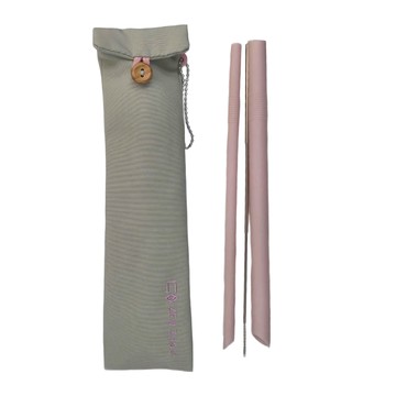 ZEN ZHOU 仁舟淨塑 矽吸管 + 三稜膜戳組2.0款 - 櫻花粉 台灣設計監製  1組  4個