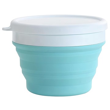 鉑金級環保矽膠摺疊杯碗 550ml 蒂芬妮藍 戶外野餐/家庭聚會/公務出差適用  1個