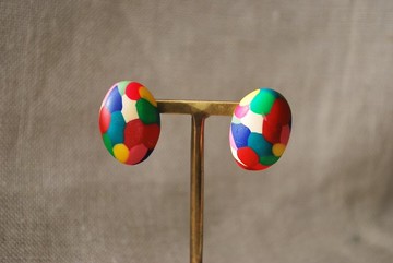 不規則橢圓耳針・耳夾 繽紛色彩