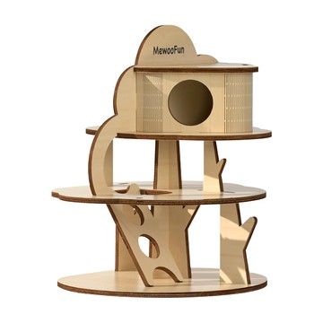 MewooFun 喵乎汪也 巧拼Villa倉鼠樹屋系列 適用於鼠 椴木多層板  1組  雲端樹屋 木紋色