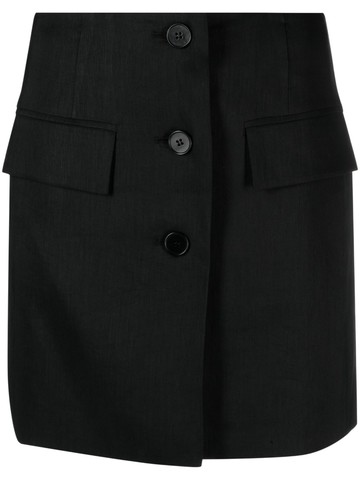 LVIR - low-rise button-up skirt - women - Viscose/Linen/Flax/Viscose/Polyester/Polyurethane - M - Black