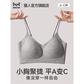 貓人細肩帶內衣女士2026新款小胸聚攏防下垂收副乳美背文胸秋冬款