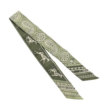 HERMES 愛馬仕 Cheval de Coeur Bandana Twilly 絲巾 綠色 絲綢 H064259S 01 【二手名牌BRAND OFF】
