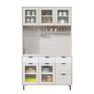 文創集 剛果雙色4尺五門五抽高餐櫃/收納櫃組合-120x40x200cm免組