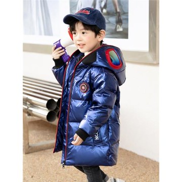 2025中長款兒童羽絨服男童裝亮面洋氣寶寶免洗奧特曼小童加厚外套
