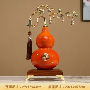 五福臨門 葫蘆招財擺件 高端大氣 玄關酒櫃擺飾 高級感 裝飾禮品 新中式陶瓷擺件