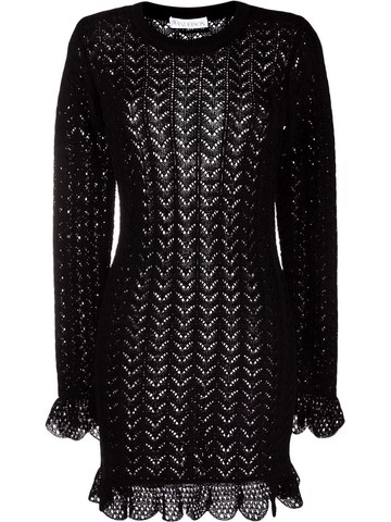 JW Anderson - scalloped-edge knitted dress - women - Cotton - S - Black