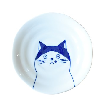佐和陶瓷 野良貓16.3皿 日本製 160ml  16.3 x 2.6cm  1個  白色