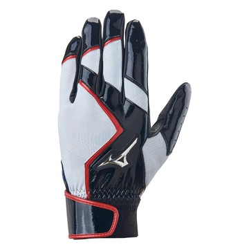 Mizuno 美津濃 打擊手套  黑色 + 白色 + 紅色  L  1雙