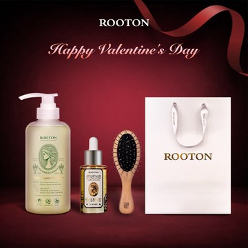 快速出貨【ROOTON】情人˙節快樂！甦活植萃洗髮精500ml+甦活植萃髮根賦活頭皮精華30ml+氣墊針梳+燙金禮袋(情人節禮物)