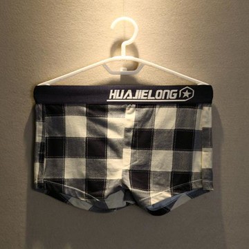 3條裝潮牌男士內褲男全棉平角褲夏季寬松格子透氣U囊袋四角短褲頭