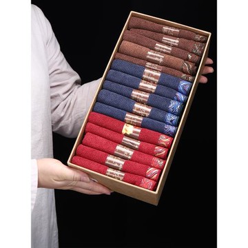 康樂品棉麻茶巾吸水加厚15條刺繡海浪茶布干泡茶席桌旗茶具配件