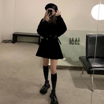 胖mm特大碼2-300斤衛衣女秋冬寬松ins連帽上衣美式中長款束腰裙子