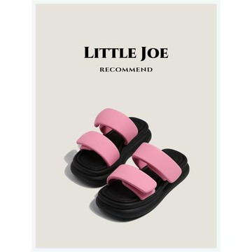 歐貨爆款魔術貼厚底拖鞋女款2024春夏新款網紅百搭外穿一字涼拖鞋