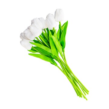 【dayneeds】仿真花藝-鬱金香(六色可選)12支1組白色