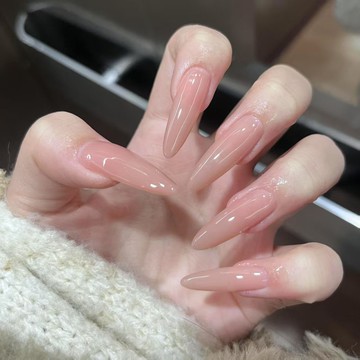 🎀台灣出貨🎀半手工美甲純色穿戴甲裸色可拆卸顯白貼片甲裸色純欲風嬛嬛美甲