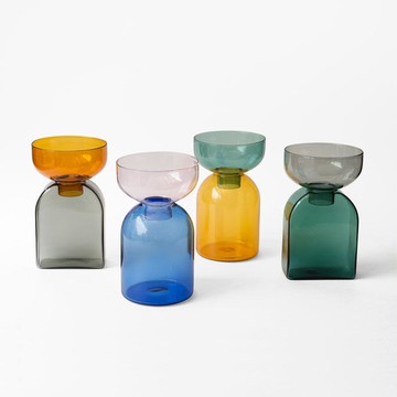 雙層花瓶 粉紅 / 藍  圓瓶