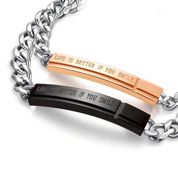 免費刻字【Giumka】情侶手鍊・美好未來・白鋼『七夕飾愛』