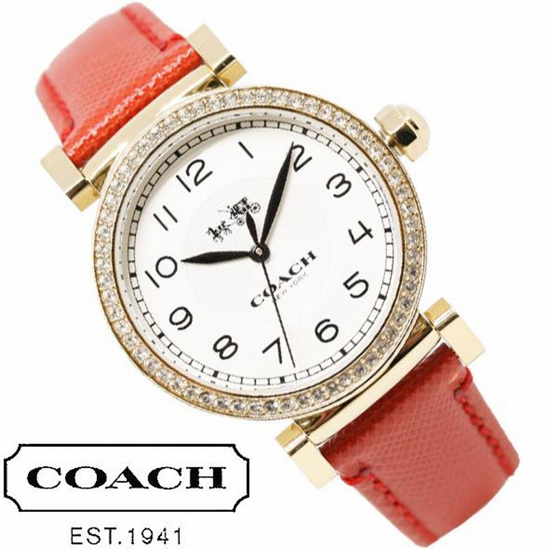 コーチ 腕時計 レディース 時計 レッド レザーバンド MADISON COACH 14502400 新品 無料ラッピング 送料無料 プレゼント  ギフト | LINEショッピング