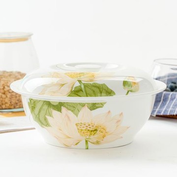 金嵐玉家用骨瓷9英寸大湯碗帶蓋品鍋湯鍋湯盆大湯碗瓷蓋大海碗