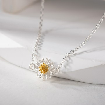 [925純銀]夏日小雛菊項鍊【SL1011】-銀