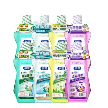 刷樂 專業護理漱口水750mLx6(全效/清新/綠茶/礦鹽)