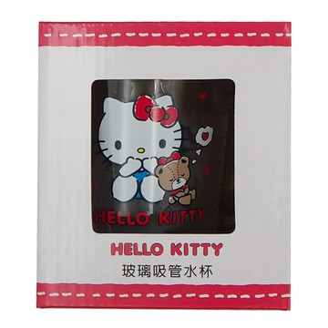 Hello Kitty 凱蒂貓 玻璃吸管水杯 400ml  1盒