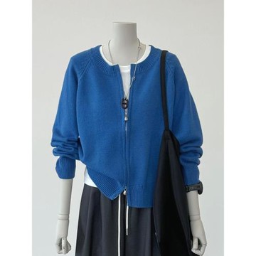 記號~好物分享!慵懶風克萊因藍色針織開衫女秋冬2025款羊絨衫毛衣