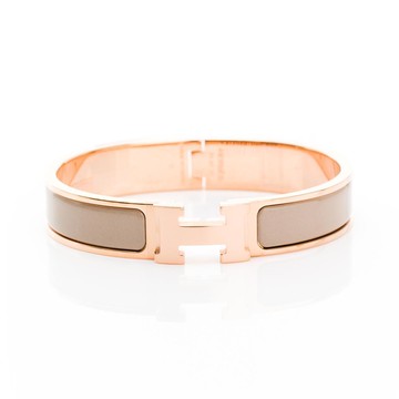 HERMES Clic H logo手環(栗子灰玫瑰金)(GM)