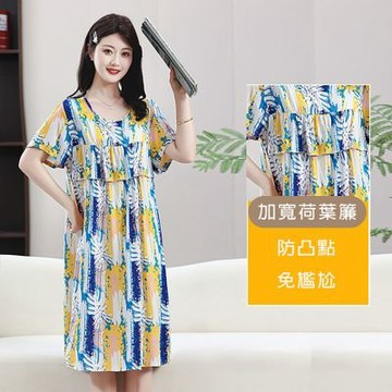[韓國K.W.]韓國空運性感柔緞棉麻居家洋裝裝(居家服/家居服/睡衣/睡裙/涼感睡衣)6號