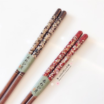 制漆貝碎貝貼紋日式和風實木防滑夫妻對筷筷子23cm