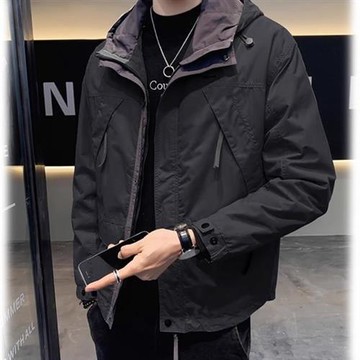 【Heart:W 新職人】★拼接百搭連帽男外套(拼接/連帽外套/質感)