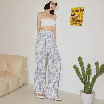 韓系落地輕盈寬褲-藍【KT201409】-5色