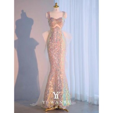 人魚姬晚禮服2025新款高端輕奢小眾性感魚尾亮片宴會禮服裙高級感