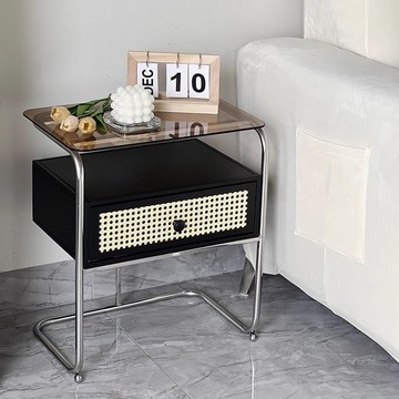 簡約家用臥室床頭柜現代網紅玻璃客廳置物架小型創意收納儲物柜