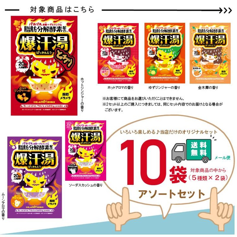 送料無料】 爆汗湯 5種類×2包セット(全10包) アソート 入浴剤セット