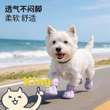 【臺灣出貨】狗狗洞洞涼鞋 鏤空透氣洞洞設計 軟底耐磨可調綁帶 夏季外出散步 泰迪金毛中小型犬 防髒護爪不易脫落寵物鞋