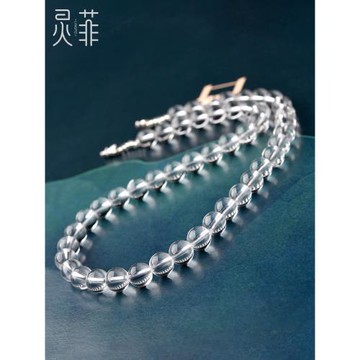 收藏級天然白水晶項鏈女7A級透明白色水晶頸鏈短款鎖骨鏈吊墜首飾
