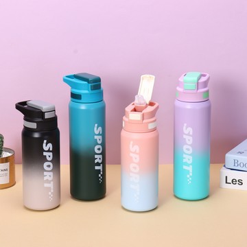 漸層色 316不鏽鋼 吸管 運動 保溫杯 600ml／800ml【CP-001】2D