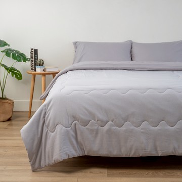 康福特石墨烯恆溫水洗被 180x210cm 灰直條