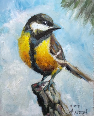 雀繪畫鳴禽原創藝術雀牆面裝飾 7.9x5.9 英寸自然油畫藝術