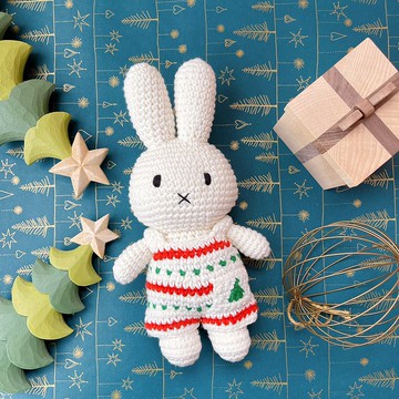 荷蘭 Just Dutch | Miffy 米飛兔 編織娃娃和她的聖誕吊帶褲