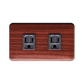 【朝日電工】 DT-2A 柚木紋組合式雙附接地暗插座組