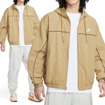 Nike As Club Athlete Hd Jacket 男款 卡其色 復古 拼接 連帽 外套 HJ2013-298