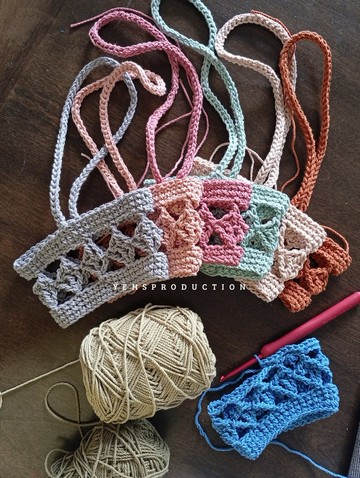 預購試賣 - 編織飲料提袋 | 鉤針多色手搖杯袋子