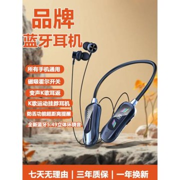 2025新款掛脖式無線藍牙耳機入耳式降噪混響K歌耳返插卡超長續航