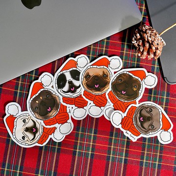 【原創防水PVC貼紙】法虎聖誕造型│行李箱/電腦