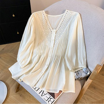 ＊ORead＊鏤空寬鬆娃娃衫上衣(杏色M~2XL)