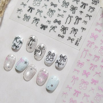 台灣現貨【tomoni簡約線條蝴蝶結 美甲貼紙】ins風立體浮雕美甲裝飾 美甲貼紙diy 美甲材料 指甲彩繪5357